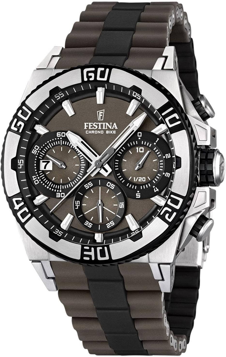 Festina F16659.4 - мужские наручные часы из коллекции Chrono Bike Festina F16659.4 - мужские наручные часы из коллекции Chrono BikeFestina<br><br><br>Бренд: Festina<br>Модель: Festina F16659/4<br>Артикул: F16659.4<br>Вариант артикула: None<br>Коллекция: Chrono Bike<br>Подколлекция: None<br>Страна: Испания<br>Пол: мужские<br>Тип механизма: кварцевые<br>Механизм: M6S20<br>Количество камней: None<br>Автоподзавод: None<br>Источник энергии: от батарейки<br>Срок службы элемента питания: None<br>Дисплей: стрелки<br>Цифры: отсутствуют<br>Водозащита: WR 100<br>Противоударные: None<br>Материал корпуса: нерж. сталь, PVD покрытие (частичное)<br>Материал браслета: нерж. сталь + силикон<br>Материал безеля: None<br>Стекло: минеральное<br>Антибликовое покрытие: None<br>Цвет корпуса: None<br>Цвет браслета: None<br>Цвет циферблата: None<br>Цвет безеля: None<br>Размеры: 44.5x14 мм<br>Диаметр: None<br>Диаметр корпуса: None<br>Толщина: None<br>Ширина ремешка: None<br>Вес: 155 г<br>Спорт-функции: секундомер<br>Подсветка: стрелок<br>Вставка: None<br>Отображение даты: число<br>Хронограф: есть<br>Таймер: None<br>Термометр: None<br>Хронометр: None<br>GPS: None<br>Радиосинхронизация: None<br>Барометр: None<br>Скелетон: None<br>Дополнительная информация: None<br>Дополнительные функции: None