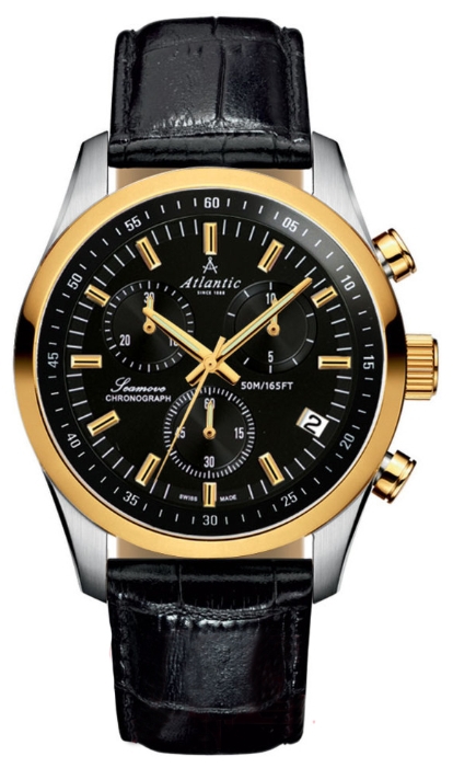 Atlantic 65451.43.61 - мужские наручные часы из коллекции Seamove Atlantic 65451.43.61 - мужские наручные часы из коллекции SeamoveAtlantic<br><br><br>Бренд: Atlantic<br>Модель: Atlantic 65451.43.61<br>Артикул: 65451.43.61<br>Вариант артикула: None<br>Коллекция: Seamove<br>Подколлекция: None<br>Страна: Швейцария<br>Пол: мужские<br>Тип механизма: кварцевые<br>Механизм: ETA G10.211<br>Количество камней: None<br>Автоподзавод: None<br>Источник энергии: от батарейки<br>Срок службы элемента питания: None<br>Дисплей: стрелки<br>Цифры: отсутствуют<br>Водозащита: WR 50<br>Противоударные: None<br>Материал корпуса: нерж. сталь, PVD покрытие (частичное)<br>Материал браслета: кожа<br>Материал безеля: None<br>Стекло: сапфировое<br>Антибликовое покрытие: None<br>Цвет корпуса: None<br>Цвет браслета: None<br>Цвет циферблата: None<br>Цвет безеля: None<br>Размеры: 42 мм<br>Диаметр: None<br>Диаметр корпуса: None<br>Толщина: None<br>Ширина ремешка: None<br>Вес: None<br>Спорт-функции: секундомер<br>Подсветка: None<br>Вставка: None<br>Отображение даты: число<br>Хронограф: есть<br>Таймер: None<br>Термометр: None<br>Хронометр: None<br>GPS: None<br>Радиосинхронизация: None<br>Барометр: None<br>Скелетон: None<br>Дополнительная информация: None<br>Дополнительные функции: None
