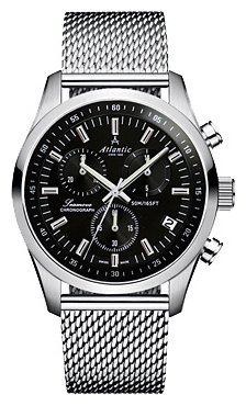 Atlantic 65456.41.61 - мужские наручные часы из коллекции Seamove Atlantic 65456.41.61 - мужские наручные часы из коллекции SeamoveAtlantic<br><br><br>Бренд: Atlantic<br>Модель: Atlantic 65456.41.61<br>Артикул: 65456.41.61<br>Вариант артикула: None<br>Коллекция: Seamove<br>Подколлекция: None<br>Страна: Швейцария<br>Пол: мужские<br>Тип механизма: кварцевые<br>Механизм: ETA G10.211<br>Количество камней: None<br>Автоподзавод: None<br>Источник энергии: от батарейки<br>Срок службы элемента питания: None<br>Дисплей: стрелки<br>Цифры: отсутствуют<br>Водозащита: WR 50<br>Противоударные: None<br>Материал корпуса: нерж. сталь<br>Материал браслета: нерж. сталь<br>Материал безеля: None<br>Стекло: сапфировое<br>Антибликовое покрытие: None<br>Цвет корпуса: None<br>Цвет браслета: None<br>Цвет циферблата: None<br>Цвет безеля: None<br>Размеры: 42x11 мм<br>Диаметр: None<br>Диаметр корпуса: None<br>Толщина: None<br>Ширина ремешка: None<br>Вес: None<br>Спорт-функции: секундомер<br>Подсветка: стрелок<br>Вставка: None<br>Отображение даты: число<br>Хронограф: есть<br>Таймер: None<br>Термометр: None<br>Хронометр: None<br>GPS: None<br>Радиосинхронизация: None<br>Барометр: None<br>Скелетон: None<br>Дополнительная информация: None<br>Дополнительные функции: None