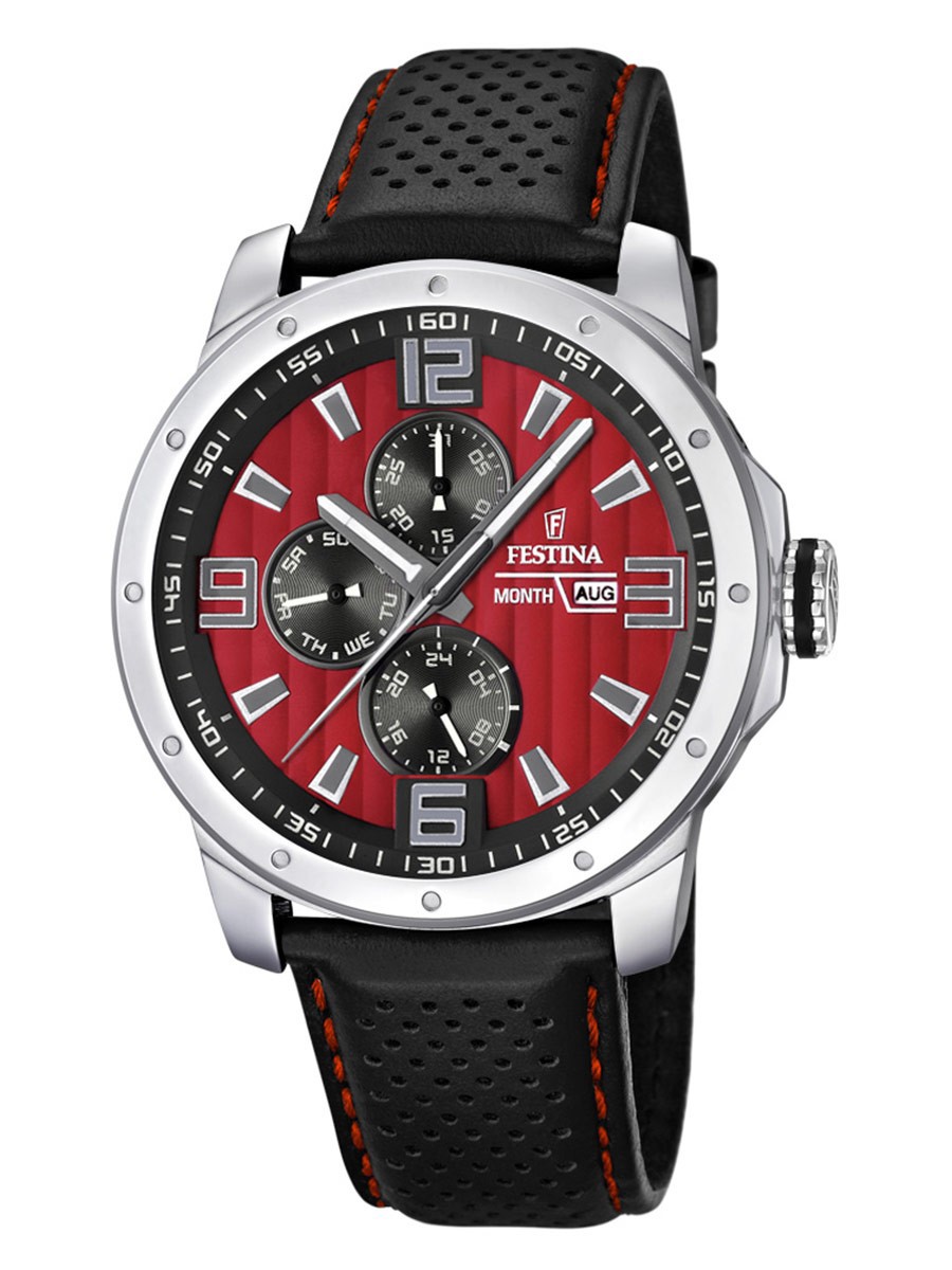 Festina F16585.7 - мужские наручные часы из коллекции Multifunction Festina F16585.7 - мужские наручные часы из коллекции MultifunctionFestina<br><br><br>Бренд: Festina<br>Модель: Festina F16585/7<br>Артикул: F16585.7<br>Вариант артикула: None<br>Коллекция: Multifunction<br>Подколлекция: None<br>Страна: Испания<br>Пол: мужские<br>Тип механизма: кварцевые<br>Механизм: None<br>Количество камней: None<br>Автоподзавод: None<br>Источник энергии: от батарейки<br>Срок службы элемента питания: None<br>Дисплей: стрелки<br>Цифры: арабские<br>Водозащита: WR 50<br>Противоударные: None<br>Материал корпуса: нерж. сталь<br>Материал браслета: кожа<br>Материал безеля: None<br>Стекло: минеральное<br>Антибликовое покрытие: None<br>Цвет корпуса: None<br>Цвет браслета: None<br>Цвет циферблата: None<br>Цвет безеля: None<br>Размеры: 45x11.4 мм<br>Диаметр: None<br>Диаметр корпуса: None<br>Толщина: None<br>Ширина ремешка: None<br>Вес: 82 г<br>Спорт-функции: None<br>Подсветка: стрелок<br>Вставка: None<br>Отображение даты: число, месяц, день недели<br>Хронограф: None<br>Таймер: None<br>Термометр: None<br>Хронометр: None<br>GPS: None<br>Радиосинхронизация: None<br>Барометр: None<br>Скелетон: None<br>Дополнительная информация: None<br>Дополнительные функции: второй часовой пояс