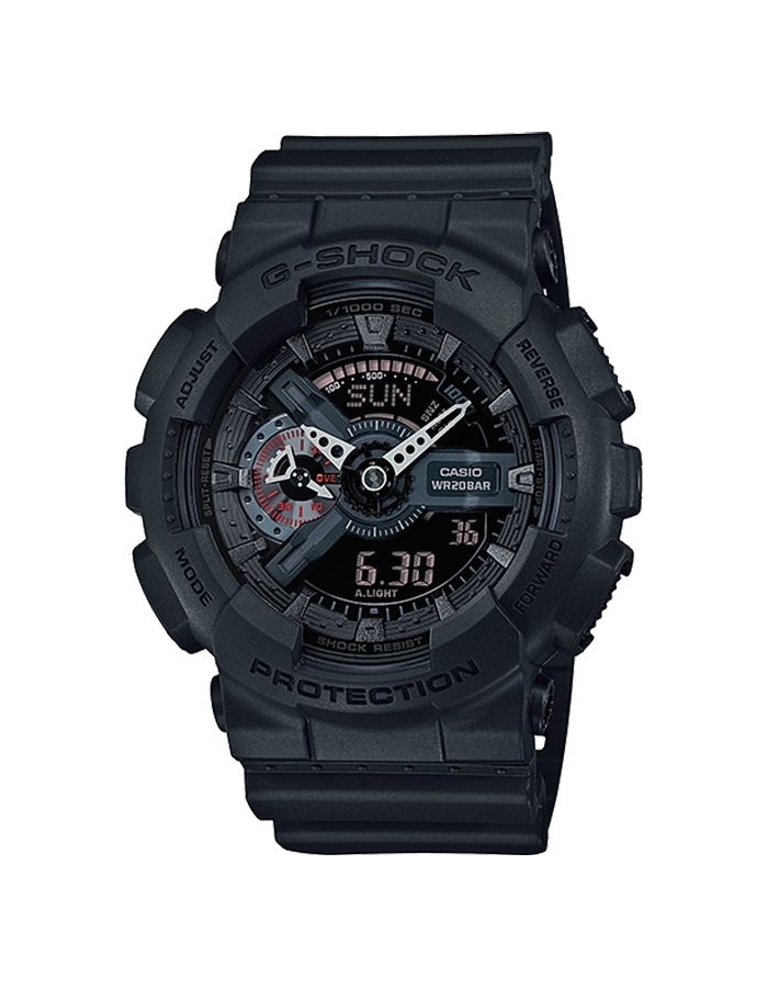 Casio G-SHOCK GA-110MB-1A / GA-110MB-1AER - мужские наручные часы Casio G-SHOCK GA-110MB-1A / GA-110MB-1AER - мужские наручные часыCasio<br><br><br>Бренд: Casio<br>Модель: Casio GA-110MB-1A<br>Артикул: GA-110MB-1A<br>Вариант артикула: GA-110MB-1AER<br>Коллекция: G-SHOCK<br>Подколлекция: None<br>Страна: Япония<br>Пол: мужские<br>Тип механизма: кварцевые<br>Механизм: None<br>Количество камней: None<br>Автоподзавод: None<br>Источник энергии: от батарейки<br>Срок службы элемента питания: None<br>Дисплей: стрелки + цифры<br>Цифры: отсутствуют<br>Водозащита: WR 200<br>Противоударные: есть<br>Материал корпуса: пластик<br>Материал браслета: пластик<br>Материал безеля: None<br>Стекло: минеральное<br>Антибликовое покрытие: None<br>Цвет корпуса: None<br>Цвет браслета: None<br>Цвет циферблата: None<br>Цвет безеля: None<br>Размеры: 51.2x55x16.9 мм<br>Диаметр: None<br>Диаметр корпуса: None<br>Толщина: None<br>Ширина ремешка: None<br>Вес: None<br>Спорт-функции: секундомер, таймер обратного отсчета<br>Подсветка: дисплея, стрелок<br>Вставка: None<br>Отображение даты: вечный календарь, число, день недели<br>Хронограф: None<br>Таймер: None<br>Термометр: None<br>Хронометр: None<br>GPS: None<br>Радиосинхронизация: None<br>Барометр: None<br>Скелетон: None<br>Дополнительная информация: ежечасный сигнал, повтор сигнала будильника, защита от магнитных полей; элемент питания CR1220, срок службы батарейки 2 года<br>Дополнительные функции: будильник (количество установок: 5)