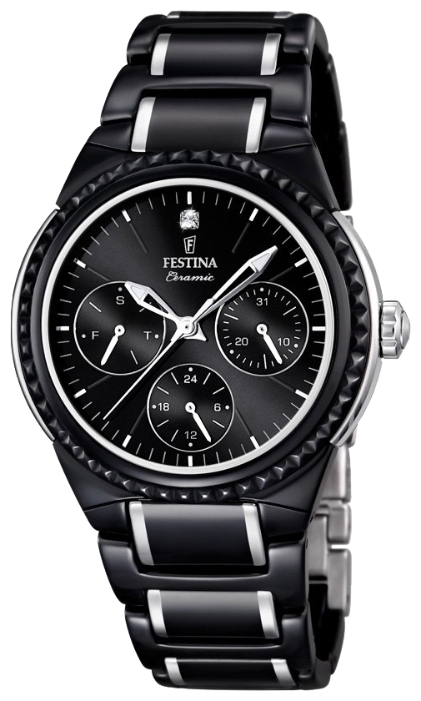 Festina F16699.4 - женские наручные часы из коллекции Ceramic Festina F16699.4 - женские наручные часы из коллекции CeramicFestina<br><br><br>Бренд: Festina<br>Модель: Festina F16699/4<br>Артикул: F16699.4<br>Вариант артикула: None<br>Коллекция: Ceramic<br>Подколлекция: None<br>Страна: Испания<br>Пол: женские<br>Тип механизма: кварцевые<br>Механизм: M6P29<br>Количество камней: None<br>Автоподзавод: None<br>Источник энергии: от батарейки<br>Срок службы элемента питания: None<br>Дисплей: стрелки<br>Цифры: отсутствуют<br>Водозащита: WR 50<br>Противоударные: None<br>Материал корпуса: нерж. сталь + керамика<br>Материал браслета: нерж. сталь + керамика<br>Материал безеля: None<br>Стекло: минеральное<br>Антибликовое покрытие: None<br>Цвет корпуса: None<br>Цвет браслета: None<br>Цвет циферблата: None<br>Цвет безеля: None<br>Размеры: 38 мм<br>Диаметр: None<br>Диаметр корпуса: None<br>Толщина: None<br>Ширина ремешка: None<br>Вес: None<br>Спорт-функции: None<br>Подсветка: стрелок<br>Вставка: None<br>Отображение даты: число, день недели<br>Хронограф: None<br>Таймер: None<br>Термометр: None<br>Хронометр: None<br>GPS: None<br>Радиосинхронизация: None<br>Барометр: None<br>Скелетон: None<br>Дополнительная информация: None<br>Дополнительные функции: None