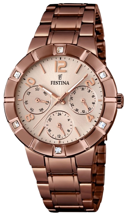 Festina F16710.1 - женские наручные часы из коллекции Multifunction Festina F16710.1 - женские наручные часы из коллекции MultifunctionFestina<br><br><br>Бренд: Festina<br>Модель: Festina F16710/1<br>Артикул: F16710.1<br>Вариант артикула: None<br>Коллекция: Multifunction<br>Подколлекция: None<br>Страна: Испания<br>Пол: женские<br>Тип механизма: кварцевые<br>Механизм: M6P29<br>Количество камней: None<br>Автоподзавод: None<br>Источник энергии: от батарейки<br>Срок службы элемента питания: None<br>Дисплей: стрелки<br>Цифры: арабские<br>Водозащита: WR 50<br>Противоударные: None<br>Материал корпуса: нерж. сталь, PVD покрытие (полное)<br>Материал браслета: нерж. сталь, PVD покрытие (полное)<br>Материал безеля: None<br>Стекло: минеральное<br>Антибликовое покрытие: None<br>Цвет корпуса: None<br>Цвет браслета: None<br>Цвет циферблата: None<br>Цвет безеля: None<br>Размеры: 36 мм<br>Диаметр: None<br>Диаметр корпуса: None<br>Толщина: None<br>Ширина ремешка: None<br>Вес: None<br>Спорт-функции: None<br>Подсветка: стрелок<br>Вставка: циркон<br>Отображение даты: число, день недели<br>Хронограф: None<br>Таймер: None<br>Термометр: None<br>Хронометр: None<br>GPS: None<br>Радиосинхронизация: None<br>Барометр: None<br>Скелетон: None<br>Дополнительная информация: None<br>Дополнительные функции: None