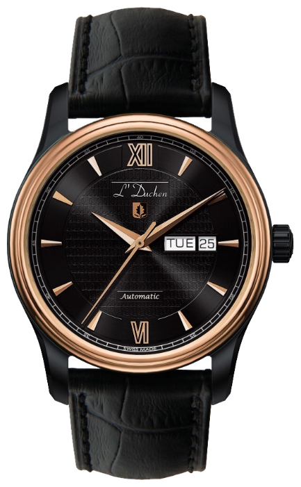 L Duchen D 253.91.21 - мужские наручные часы L Duchen D 253.91.21 - мужские наручные часыLDuchen<br><br><br>Бренд: L Duchen<br>Модель: L Duchen D253.91.21<br>Артикул: D 253.91.21<br>Вариант артикула: None<br>Коллекция: None<br>Подколлекция: None<br>Страна: Швейцария<br>Пол: мужские<br>Тип механизма: механические<br>Механизм: None<br>Количество камней: None<br>Автоподзавод: есть<br>Источник энергии: пружинный механизм<br>Срок службы элемента питания: None<br>Дисплей: стрелки<br>Цифры: римские<br>Водозащита: WR 50<br>Противоударные: None<br>Материал корпуса: нерж. сталь, полное покрытие корпуса<br>Материал браслета: кожа<br>Материал безеля: None<br>Стекло: сапфировое<br>Антибликовое покрытие: None<br>Цвет корпуса: None<br>Цвет браслета: None<br>Цвет циферблата: None<br>Цвет безеля: None<br>Размеры: 42 мм<br>Диаметр: None<br>Диаметр корпуса: None<br>Толщина: None<br>Ширина ремешка: None<br>Вес: None<br>Спорт-функции: None<br>Подсветка: None<br>Вставка: None<br>Отображение даты: число, день недели<br>Хронограф: None<br>Таймер: None<br>Термометр: None<br>Хронометр: None<br>GPS: None<br>Радиосинхронизация: None<br>Барометр: None<br>Скелетон: None<br>Дополнительная информация: None<br>Дополнительные функции: None