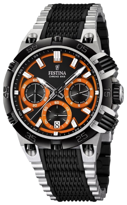 Festina F16775.6 - мужские наручные часы из коллекции Chrono Bike Festina F16775.6 - мужские наручные часы из коллекции Chrono BikeFestina<br><br><br>Бренд: Festina<br>Модель: Festina F16775/6<br>Артикул: F16775.6<br>Вариант артикула: None<br>Коллекция: Chrono Bike<br>Подколлекция: None<br>Страна: Испания<br>Пол: мужские<br>Тип механизма: кварцевые<br>Механизм: M6S20<br>Количество камней: None<br>Автоподзавод: None<br>Источник энергии: от батарейки<br>Срок службы элемента питания: None<br>Дисплей: стрелки<br>Цифры: отсутствуют<br>Водозащита: WR 100<br>Противоударные: None<br>Материал корпуса: нерж. сталь, частичное покрытие корпуса<br>Материал браслета: нерж. сталь, частичное дополнительное покрытие<br>Материал безеля: None<br>Стекло: минеральное<br>Антибликовое покрытие: None<br>Цвет корпуса: None<br>Цвет браслета: None<br>Цвет циферблата: None<br>Цвет безеля: None<br>Размеры: 44 мм<br>Диаметр: None<br>Диаметр корпуса: None<br>Толщина: None<br>Ширина ремешка: None<br>Вес: None<br>Спорт-функции: секундомер<br>Подсветка: стрелок<br>Вставка: None<br>Отображение даты: число<br>Хронограф: есть<br>Таймер: None<br>Термометр: None<br>Хронометр: None<br>GPS: None<br>Радиосинхронизация: None<br>Барометр: None<br>Скелетон: None<br>Дополнительная информация: None<br>Дополнительные функции: None