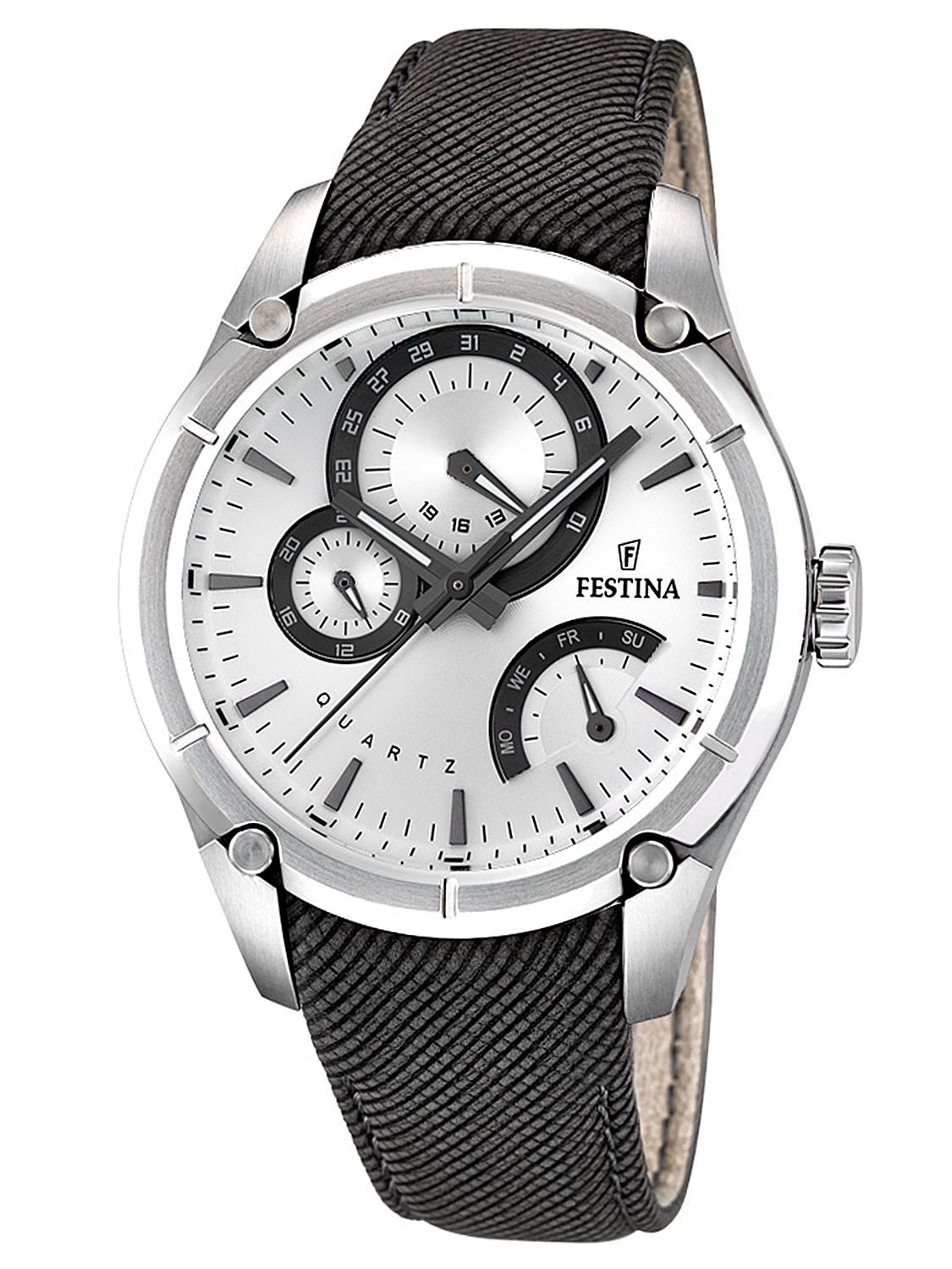 Festina F16767.1 - мужские наручные часы из коллекции Multifunction Festina F16767.1 - мужские наручные часы из коллекции MultifunctionFestina<br><br><br>Бренд: Festina<br>Модель: Festina F16767/1<br>Артикул: F16767.1<br>Вариант артикула: None<br>Коллекция: Multifunction<br>Подколлекция: None<br>Страна: Испания<br>Пол: мужские<br>Тип механизма: кварцевые<br>Механизм: None<br>Количество камней: None<br>Автоподзавод: None<br>Источник энергии: от батарейки<br>Срок службы элемента питания: None<br>Дисплей: стрелки<br>Цифры: отсутствуют<br>Водозащита: WR 50<br>Противоударные: None<br>Материал корпуса: нерж. сталь<br>Материал браслета: кожа<br>Материал безеля: None<br>Стекло: минеральное<br>Антибликовое покрытие: None<br>Цвет корпуса: None<br>Цвет браслета: None<br>Цвет циферблата: None<br>Цвет безеля: None<br>Размеры: 44 мм<br>Диаметр: None<br>Диаметр корпуса: None<br>Толщина: None<br>Ширина ремешка: None<br>Вес: None<br>Спорт-функции: None<br>Подсветка: стрелок<br>Вставка: None<br>Отображение даты: число, день недели<br>Хронограф: None<br>Таймер: None<br>Термометр: None<br>Хронометр: None<br>GPS: None<br>Радиосинхронизация: None<br>Барометр: None<br>Скелетон: None<br>Дополнительная информация: None<br>Дополнительные функции: None