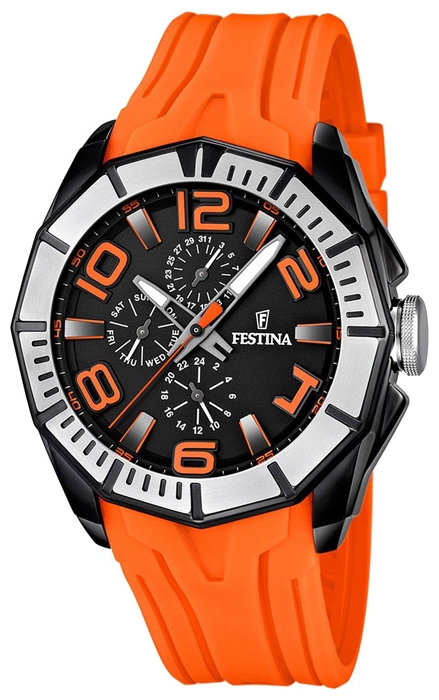 Festina F16670.6 - мужские наручные часы из коллекции Sport Festina F16670.6 - мужские наручные часы из коллекции SportFestina<br><br><br>Бренд: Festina<br>Модель: Festina F16670/6<br>Артикул: F16670.6<br>Вариант артикула: None<br>Коллекция: Sport<br>Подколлекция: None<br>Страна: Испания<br>Пол: мужские<br>Тип механизма: кварцевые<br>Механизм: None<br>Количество камней: None<br>Автоподзавод: None<br>Источник энергии: от батарейки<br>Срок службы элемента питания: None<br>Дисплей: стрелки<br>Цифры: арабские<br>Водозащита: WR 100<br>Противоударные: None<br>Материал корпуса: нерж. сталь, PVD покрытие (частичное)<br>Материал браслета: каучук<br>Материал безеля: None<br>Стекло: минеральное<br>Антибликовое покрытие: None<br>Цвет корпуса: None<br>Цвет браслета: None<br>Цвет циферблата: None<br>Цвет безеля: None<br>Размеры: 48x14.5 мм<br>Диаметр: None<br>Диаметр корпуса: None<br>Толщина: None<br>Ширина ремешка: None<br>Вес: 119 г<br>Спорт-функции: None<br>Подсветка: стрелок<br>Вставка: None<br>Отображение даты: число, день недели<br>Хронограф: None<br>Таймер: None<br>Термометр: None<br>Хронометр: None<br>GPS: None<br>Радиосинхронизация: None<br>Барометр: None<br>Скелетон: None<br>Дополнительная информация: None<br>Дополнительные функции: None