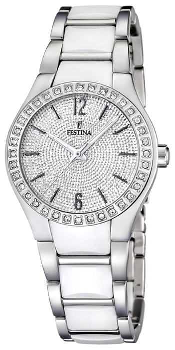 Festina F16657.1 - женские наручные часы из коллекции Crono Acero Sin Alarma Festina F16657.1 - женские наручные часы из коллекции Crono Acero Sin AlarmaFestina<br><br><br>Бренд: Festina<br>Модель: Festina F16657/1<br>Артикул: F16657.1<br>Вариант артикула: None<br>Коллекция: Crono Acero Sin Alarma<br>Подколлекция: None<br>Страна: Испания<br>Пол: женские<br>Тип механизма: кварцевые<br>Механизм: None<br>Количество камней: None<br>Автоподзавод: None<br>Источник энергии: от батарейки<br>Срок службы элемента питания: None<br>Дисплей: стрелки<br>Цифры: арабские<br>Водозащита: WR 50<br>Противоударные: None<br>Материал корпуса: нерж. сталь<br>Материал браслета: нерж. сталь + керамика<br>Материал безеля: None<br>Стекло: минеральное<br>Антибликовое покрытие: None<br>Цвет корпуса: None<br>Цвет браслета: None<br>Цвет циферблата: None<br>Цвет безеля: None<br>Размеры: 32x9 мм<br>Диаметр: None<br>Диаметр корпуса: None<br>Толщина: None<br>Ширина ремешка: None<br>Вес: None<br>Спорт-функции: None<br>Подсветка: стрелок<br>Вставка: фианит<br>Отображение даты: None<br>Хронограф: None<br>Таймер: None<br>Термометр: None<br>Хронометр: None<br>GPS: None<br>Радиосинхронизация: None<br>Барометр: None<br>Скелетон: None<br>Дополнительная информация: срок службы батарейки 2 года<br>Дополнительные функции: None