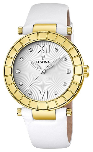 Festina F16647.1 - женские наручные часы из коллекции Dream Festina F16647.1 - женские наручные часы из коллекции DreamFestina<br><br><br>Бренд: Festina<br>Модель: Festina F16647/1<br>Артикул: F16647.1<br>Вариант артикула: None<br>Коллекция: Dream<br>Подколлекция: None<br>Страна: Испания<br>Пол: женские<br>Тип механизма: кварцевые<br>Механизм: Miyota<br>Количество камней: None<br>Автоподзавод: None<br>Источник энергии: от батарейки<br>Срок службы элемента питания: None<br>Дисплей: стрелки<br>Цифры: римские<br>Водозащита: WR 50<br>Противоударные: None<br>Материал корпуса: нерж. сталь, PVD покрытие: позолота (полное)<br>Материал браслета: кожа<br>Материал безеля: None<br>Стекло: минеральное<br>Антибликовое покрытие: None<br>Цвет корпуса: None<br>Цвет браслета: None<br>Цвет циферблата: None<br>Цвет безеля: None<br>Размеры: 38x10 мм<br>Диаметр: None<br>Диаметр корпуса: None<br>Толщина: None<br>Ширина ремешка: None<br>Вес: None<br>Спорт-функции: None<br>Подсветка: None<br>Вставка: None<br>Отображение даты: None<br>Хронограф: None<br>Таймер: None<br>Термометр: None<br>Хронометр: None<br>GPS: None<br>Радиосинхронизация: None<br>Барометр: None<br>Скелетон: None<br>Дополнительная информация: элемент питания SR626SW, срок службы батарейки 3 года<br>Дополнительные функции: None