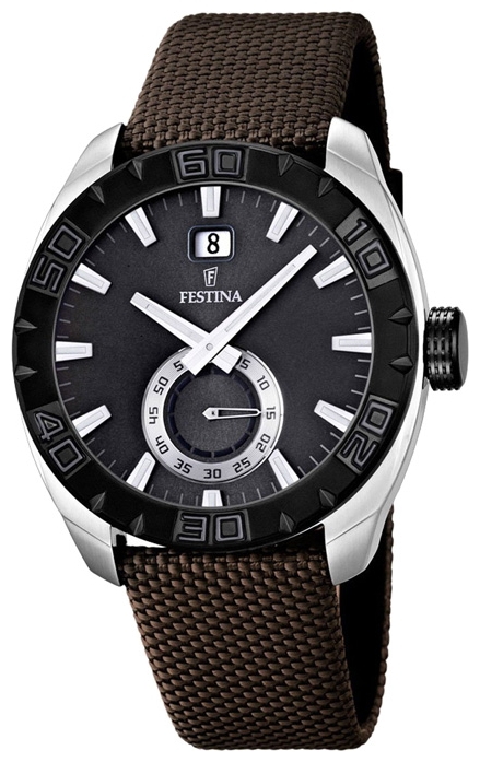 Festina F16674.2 - мужские наручные часы из коллекции Sport Festina F16674.2 - мужские наручные часы из коллекции SportFestina<br><br><br>Бренд: Festina<br>Модель: Festina F16674/2<br>Артикул: F16674.2<br>Вариант артикула: None<br>Коллекция: Sport<br>Подколлекция: None<br>Страна: Испания<br>Пол: мужские<br>Тип механизма: кварцевые<br>Механизм: Miyota<br>Количество камней: None<br>Автоподзавод: None<br>Источник энергии: от батарейки<br>Срок службы элемента питания: None<br>Дисплей: стрелки<br>Цифры: отсутствуют<br>Водозащита: WR 50<br>Противоударные: None<br>Материал корпуса: нерж. сталь, PVD покрытие (частичное)<br>Материал браслета: текстиль<br>Материал безеля: None<br>Стекло: минеральное<br>Антибликовое покрытие: None<br>Цвет корпуса: None<br>Цвет браслета: None<br>Цвет циферблата: None<br>Цвет безеля: None<br>Размеры: 44 мм<br>Диаметр: None<br>Диаметр корпуса: None<br>Толщина: None<br>Ширина ремешка: None<br>Вес: None<br>Спорт-функции: None<br>Подсветка: стрелок<br>Вставка: None<br>Отображение даты: число<br>Хронограф: None<br>Таймер: None<br>Термометр: None<br>Хронометр: None<br>GPS: None<br>Радиосинхронизация: None<br>Барометр: None<br>Скелетон: None<br>Дополнительная информация: элемент питания SR621SW, срок службы батарейки 3 года<br>Дополнительные функции: None