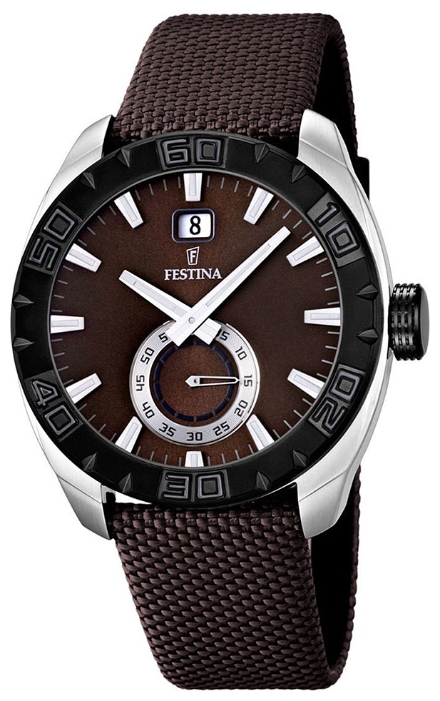 Festina F16674.3 - мужские наручные часы из коллекции Sport Festina F16674.3 - мужские наручные часы из коллекции SportFestina<br><br><br>Бренд: Festina<br>Модель: Festina F16674/3<br>Артикул: F16674.3<br>Вариант артикула: None<br>Коллекция: Sport<br>Подколлекция: None<br>Страна: Испания<br>Пол: мужские<br>Тип механизма: кварцевые<br>Механизм: Miyota<br>Количество камней: None<br>Автоподзавод: None<br>Источник энергии: от батарейки<br>Срок службы элемента питания: None<br>Дисплей: стрелки<br>Цифры: отсутствуют<br>Водозащита: WR 50<br>Противоударные: None<br>Материал корпуса: нерж. сталь, PVD покрытие (частичное)<br>Материал браслета: текстиль<br>Материал безеля: None<br>Стекло: минеральное<br>Антибликовое покрытие: None<br>Цвет корпуса: None<br>Цвет браслета: None<br>Цвет циферблата: None<br>Цвет безеля: None<br>Размеры: 44 мм<br>Диаметр: None<br>Диаметр корпуса: None<br>Толщина: None<br>Ширина ремешка: None<br>Вес: None<br>Спорт-функции: None<br>Подсветка: стрелок<br>Вставка: None<br>Отображение даты: число<br>Хронограф: None<br>Таймер: None<br>Термометр: None<br>Хронометр: None<br>GPS: None<br>Радиосинхронизация: None<br>Барометр: None<br>Скелетон: None<br>Дополнительная информация: элемент питания SR621SW, срок службы батарейки 3 года<br>Дополнительные функции: None