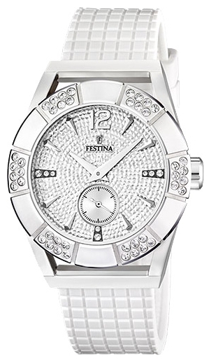 Festina F16677.4 - женские наручные часы из коллекции Dream Festina F16677.4 - женские наручные часы из коллекции DreamFestina<br><br><br>Бренд: Festina<br>Модель: Festina F16677/4<br>Артикул: F16677.4<br>Вариант артикула: None<br>Коллекция: Dream<br>Подколлекция: None<br>Страна: Испания<br>Пол: женские<br>Тип механизма: кварцевые<br>Механизм: Miyota<br>Количество камней: None<br>Автоподзавод: None<br>Источник энергии: от батарейки<br>Срок службы элемента питания: None<br>Дисплей: стрелки<br>Цифры: арабские<br>Водозащита: WR 50<br>Противоударные: None<br>Материал корпуса: нерж. сталь<br>Материал браслета: силикон<br>Материал безеля: None<br>Стекло: минеральное<br>Антибликовое покрытие: None<br>Цвет корпуса: None<br>Цвет браслета: None<br>Цвет циферблата: None<br>Цвет безеля: None<br>Размеры: 42 мм<br>Диаметр: None<br>Диаметр корпуса: None<br>Толщина: None<br>Ширина ремешка: None<br>Вес: None<br>Спорт-функции: None<br>Подсветка: None<br>Вставка: циркон<br>Отображение даты: None<br>Хронограф: None<br>Таймер: None<br>Термометр: None<br>Хронометр: None<br>GPS: None<br>Радиосинхронизация: None<br>Барометр: None<br>Скелетон: None<br>Дополнительная информация: элемент питания SR621SW, срок службы батарейки 3 года<br>Дополнительные функции: None