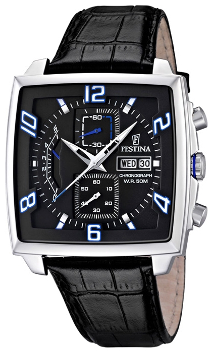 Festina F6826.2 - мужские наручные часы из коллекции Chronograph Festina F6826.2 - мужские наручные часы из коллекции ChronographFestina<br><br><br>Бренд: Festina<br>Модель: Festina F6826/2<br>Артикул: F6826.2<br>Вариант артикула: None<br>Коллекция: Chronograph<br>Подколлекция: None<br>Страна: Испания<br>Пол: мужские<br>Тип механизма: кварцевые<br>Механизм: Miyota<br>Количество камней: None<br>Автоподзавод: None<br>Источник энергии: от батарейки<br>Срок службы элемента питания: None<br>Дисплей: стрелки<br>Цифры: арабские<br>Водозащита: WR 50<br>Противоударные: None<br>Материал корпуса: нерж. сталь<br>Материал браслета: кожа<br>Материал безеля: None<br>Стекло: минеральное<br>Антибликовое покрытие: None<br>Цвет корпуса: None<br>Цвет браслета: None<br>Цвет циферблата: None<br>Цвет безеля: None<br>Размеры: 41.5x11.8 мм<br>Диаметр: None<br>Диаметр корпуса: None<br>Толщина: None<br>Ширина ремешка: None<br>Вес: None<br>Спорт-функции: секундомер<br>Подсветка: стрелок<br>Вставка: None<br>Отображение даты: число, день недели<br>Хронограф: есть<br>Таймер: None<br>Термометр: None<br>Хронометр: None<br>GPS: None<br>Радиосинхронизация: None<br>Барометр: None<br>Скелетон: None<br>Дополнительная информация: None<br>Дополнительные функции: None