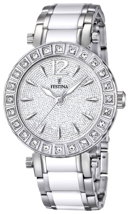 Festina F16643.3 - женские наручные часы из коллекции Ceramic Festina F16643.3 - женские наручные часы из коллекции CeramicFestina<br><br><br>Бренд: Festina<br>Модель: Festina F16643/3<br>Артикул: F16643.3<br>Вариант артикула: None<br>Коллекция: Ceramic<br>Подколлекция: None<br>Страна: Испания<br>Пол: женские<br>Тип механизма: кварцевые<br>Механизм: None<br>Количество камней: None<br>Автоподзавод: None<br>Источник энергии: от батарейки<br>Срок службы элемента питания: None<br>Дисплей: стрелки<br>Цифры: арабские<br>Водозащита: WR 50<br>Противоударные: None<br>Материал корпуса: нерж. сталь<br>Материал браслета: нерж. сталь + керамика<br>Материал безеля: None<br>Стекло: минеральное<br>Антибликовое покрытие: None<br>Цвет корпуса: None<br>Цвет браслета: None<br>Цвет циферблата: None<br>Цвет безеля: None<br>Размеры: 38 мм<br>Диаметр: None<br>Диаметр корпуса: None<br>Толщина: None<br>Ширина ремешка: None<br>Вес: None<br>Спорт-функции: None<br>Подсветка: стрелок<br>Вставка: фианит<br>Отображение даты: None<br>Хронограф: None<br>Таймер: None<br>Термометр: None<br>Хронометр: None<br>GPS: None<br>Радиосинхронизация: None<br>Барометр: None<br>Скелетон: None<br>Дополнительная информация: срок службы батарейки 2 года<br>Дополнительные функции: None