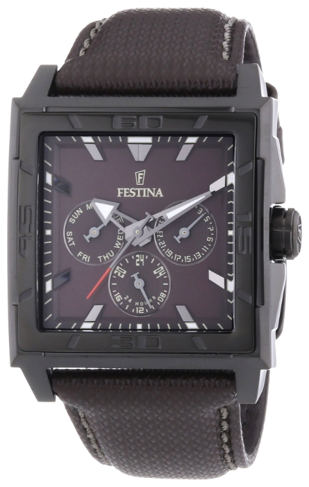 Festina F16569.6 - мужские наручные часы из коллекции Multifunction Festina F16569.6 - мужские наручные часы из коллекции MultifunctionFestina<br><br><br>Бренд: Festina<br>Модель: Festina F16569/6<br>Артикул: F16569.6<br>Вариант артикула: None<br>Коллекция: Multifunction<br>Подколлекция: None<br>Страна: Испания<br>Пол: мужские<br>Тип механизма: кварцевые<br>Механизм: M6P79<br>Количество камней: None<br>Автоподзавод: None<br>Источник энергии: от батарейки<br>Срок службы элемента питания: None<br>Дисплей: стрелки<br>Цифры: отсутствуют<br>Водозащита: WR 50<br>Противоударные: None<br>Материал корпуса: нерж. сталь, PVD покрытие (полное)<br>Материал браслета: кожа<br>Материал безеля: None<br>Стекло: минеральное<br>Антибликовое покрытие: None<br>Цвет корпуса: None<br>Цвет браслета: None<br>Цвет циферблата: None<br>Цвет безеля: None<br>Размеры: 41x11.5 мм<br>Диаметр: None<br>Диаметр корпуса: None<br>Толщина: None<br>Ширина ремешка: None<br>Вес: 87 г<br>Спорт-функции: None<br>Подсветка: стрелок<br>Вставка: None<br>Отображение даты: число, день недели<br>Хронограф: None<br>Таймер: None<br>Термометр: None<br>Хронометр: None<br>GPS: None<br>Радиосинхронизация: None<br>Барометр: None<br>Скелетон: None<br>Дополнительная информация: None<br>Дополнительные функции: None