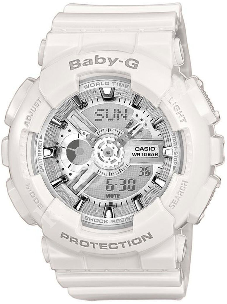 Casio Baby-G BA-110-7A3 / BA-110-7A3ER - унисекс наручные часы Casio Baby-G BA-110-7A3 / BA-110-7A3ER - унисекс наручные часыCasio<br><br><br>Бренд: Casio<br>Модель: Casio BA-110-7A3<br>Артикул: BA-110-7A3<br>Вариант артикула: BA-110-7A3ER<br>Коллекция: Baby-G<br>Подколлекция: None<br>Страна: Япония<br>Пол: унисекс<br>Тип механизма: кварцевые<br>Механизм: None<br>Количество камней: None<br>Автоподзавод: None<br>Источник энергии: от батарейки<br>Срок службы элемента питания: None<br>Дисплей: стрелки + цифры<br>Цифры: отсутствуют<br>Водозащита: WR 200<br>Противоударные: есть<br>Материал корпуса: пластик<br>Материал браслета: пластик<br>Материал безеля: None<br>Стекло: минеральное<br>Антибликовое покрытие: None<br>Цвет корпуса: None<br>Цвет браслета: None<br>Цвет циферблата: None<br>Цвет безеля: None<br>Размеры: 43.4x46.3x15.8 мм<br>Диаметр: None<br>Диаметр корпуса: None<br>Толщина: None<br>Ширина ремешка: None<br>Вес: 44.9 г<br>Спорт-функции: секундомер, таймер обратного отсчета<br>Подсветка: дисплея, стрелок<br>Вставка: None<br>Отображение даты: вечный календарь, число, месяц, день недели<br>Хронограф: None<br>Таймер: None<br>Термометр: None<br>Хронометр: None<br>GPS: None<br>Радиосинхронизация: None<br>Барометр: None<br>Скелетон: None<br>Дополнительная информация: повтор сигнала будильника, ежечасный сигнал, функция включения/отключения звука кнопок, элемент питания SR726W ? 2, срок службы батарейки 2 года<br>Дополнительные функции: второй часовой пояс, будильник (количество установок: 5)