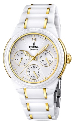 Festina F16699.2 - женские наручные часы из коллекции Ceramic Festina F16699.2 - женские наручные часы из коллекции CeramicFestina<br><br><br>Бренд: Festina<br>Модель: Festina F16699/2<br>Артикул: F16699.2<br>Вариант артикула: None<br>Коллекция: Ceramic<br>Подколлекция: None<br>Страна: Испания<br>Пол: женские<br>Тип механизма: кварцевые<br>Механизм: M6P29<br>Количество камней: None<br>Автоподзавод: None<br>Источник энергии: от батарейки<br>Срок службы элемента питания: None<br>Дисплей: стрелки<br>Цифры: отсутствуют<br>Водозащита: WR 50<br>Противоударные: None<br>Материал корпуса: нерж. сталь + керамика, частичное покрытие корпуса<br>Материал браслета: нерж. сталь + керамика, частичное дополнительное покрытие<br>Материал безеля: None<br>Стекло: минеральное<br>Антибликовое покрытие: None<br>Цвет корпуса: None<br>Цвет браслета: None<br>Цвет циферблата: None<br>Цвет безеля: None<br>Размеры: 38 мм<br>Диаметр: None<br>Диаметр корпуса: None<br>Толщина: None<br>Ширина ремешка: None<br>Вес: None<br>Спорт-функции: None<br>Подсветка: стрелок<br>Вставка: None<br>Отображение даты: число, день недели<br>Хронограф: None<br>Таймер: None<br>Термометр: None<br>Хронометр: None<br>GPS: None<br>Радиосинхронизация: None<br>Барометр: None<br>Скелетон: None<br>Дополнительная информация: None<br>Дополнительные функции: None