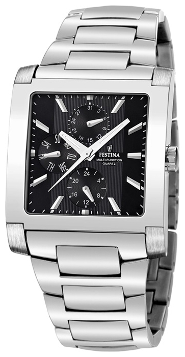 Festina F16234.I - мужские наручные часы из коллекции Multifunction Festina F16234.I - мужские наручные часы из коллекции MultifunctionFestina<br><br><br>Бренд: Festina<br>Модель: Festina F16234/I<br>Артикул: F16234.I<br>Вариант артикула: None<br>Коллекция: Multifunction<br>Подколлекция: None<br>Страна: Испания<br>Пол: мужские<br>Тип механизма: кварцевые<br>Механизм: None<br>Количество камней: None<br>Автоподзавод: None<br>Источник энергии: от батарейки<br>Срок службы элемента питания: None<br>Дисплей: стрелки<br>Цифры: отсутствуют<br>Водозащита: WR 50<br>Противоударные: None<br>Материал корпуса: нерж. сталь<br>Материал браслета: нерж. сталь<br>Материал безеля: None<br>Стекло: минеральное<br>Антибликовое покрытие: None<br>Цвет корпуса: None<br>Цвет браслета: None<br>Цвет циферблата: None<br>Цвет безеля: None<br>Размеры: 36.5x9.6 мм<br>Диаметр: None<br>Диаметр корпуса: None<br>Толщина: None<br>Ширина ремешка: None<br>Вес: 178 г<br>Спорт-функции: None<br>Подсветка: стрелок<br>Вставка: None<br>Отображение даты: число, день недели<br>Хронограф: None<br>Таймер: None<br>Термометр: None<br>Хронометр: None<br>GPS: None<br>Радиосинхронизация: None<br>Барометр: None<br>Скелетон: None<br>Дополнительная информация: None<br>Дополнительные функции: второй часовой пояс