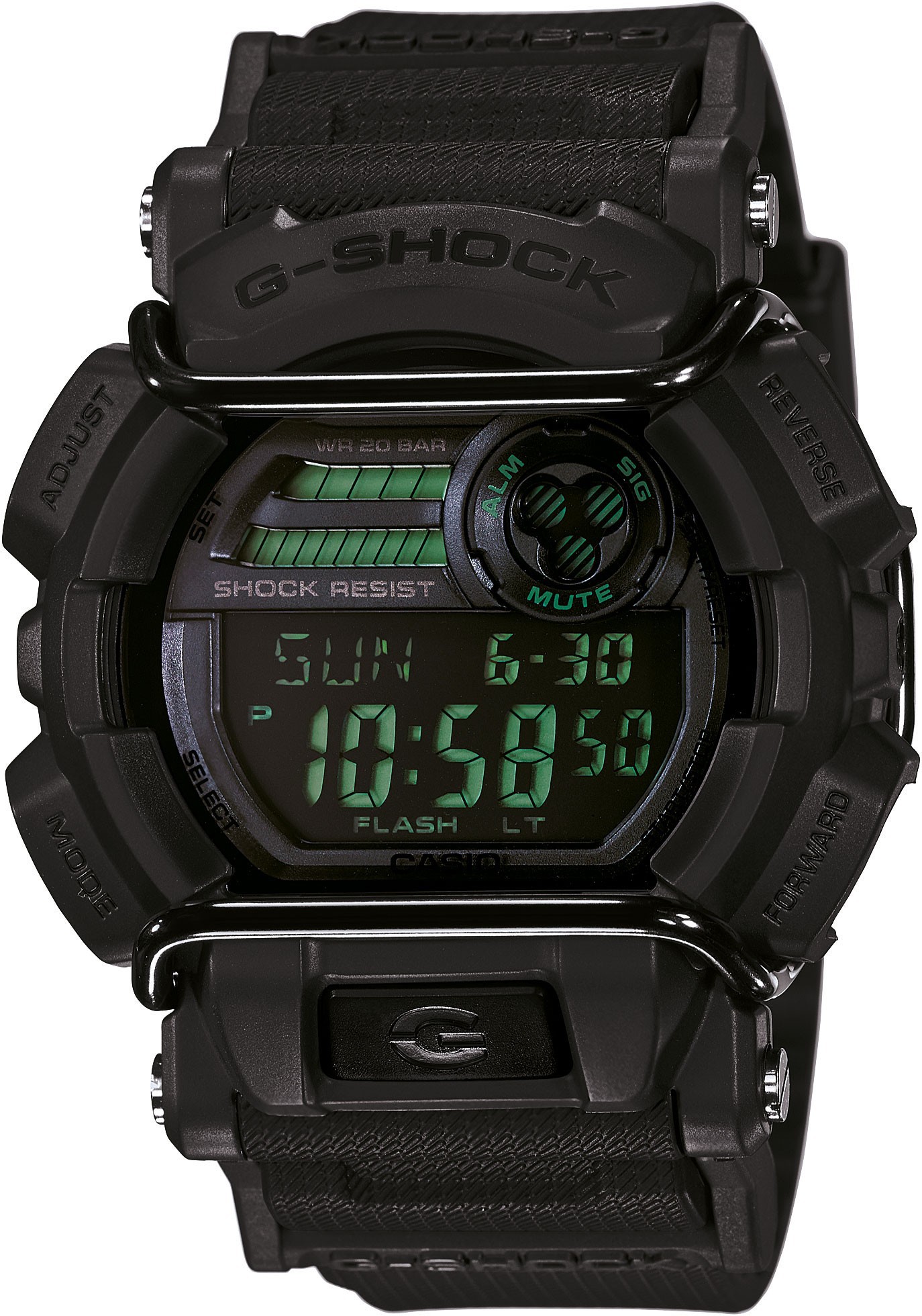 Casio G-SHOCK GD-400MB-1E / GD-400MB-1ER - мужские наручные часы Casio G-SHOCK GD-400MB-1E / GD-400MB-1ER - мужские наручные часыCasio<br><br><br>Бренд: Casio<br>Модель: Casio GD-400MB-1E<br>Артикул: GD-400MB-1E<br>Вариант артикула: GD-400MB-1ER<br>Коллекция: G-SHOCK<br>Подколлекция: None<br>Страна: Япония<br>Пол: мужские<br>Тип механизма: кварцевые<br>Механизм: None<br>Количество камней: None<br>Автоподзавод: None<br>Источник энергии: от батарейки<br>Срок службы элемента питания: None<br>Дисплей: цифры<br>Цифры: None<br>Водозащита: WR 200<br>Противоударные: есть<br>Материал корпуса: пластик<br>Материал браслета: пластик<br>Материал безеля: None<br>Стекло: минеральное<br>Антибликовое покрытие: None<br>Цвет корпуса: None<br>Цвет браслета: None<br>Цвет циферблата: None<br>Цвет безеля: None<br>Размеры: 49.7x55x16.6 мм<br>Диаметр: None<br>Диаметр корпуса: None<br>Толщина: None<br>Ширина ремешка: None<br>Вес: 78 г<br>Спорт-функции: секундомер, таймер обратного отсчета<br>Подсветка: None<br>Вставка: None<br>Отображение даты: вечный календарь, число, месяц, день недели<br>Хронограф: None<br>Таймер: None<br>Термометр: None<br>Хронометр: None<br>GPS: None<br>Радиосинхронизация: None<br>Барометр: None<br>Скелетон: None<br>Дополнительная информация: автоподсветка, ежечасный сигнал, повтор сигнала будильника, функция Flash alert, элемент питания CR2025, срок службы батарейки 7 лет<br>Дополнительные функции: второй часовой пояс, будильник (количество установок: 5)