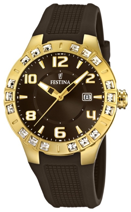 Festina F16582.3 - женские наручные часы из коллекции Golden Dream Festina F16582.3 - женские наручные часы из коллекции Golden DreamFestina<br><br><br>Бренд: Festina<br>Модель: Festina F16582/3<br>Артикул: F16582.3<br>Вариант артикула: None<br>Коллекция: Golden Dream<br>Подколлекция: None<br>Страна: Испания<br>Пол: женские<br>Тип механизма: кварцевые<br>Механизм: None<br>Количество камней: None<br>Автоподзавод: None<br>Источник энергии: от батарейки<br>Срок службы элемента питания: None<br>Дисплей: стрелки<br>Цифры: арабские<br>Водозащита: WR 50<br>Противоударные: None<br>Материал корпуса: нерж. сталь, PVD покрытие: позолота (полное)<br>Материал браслета: каучук<br>Материал безеля: None<br>Стекло: минеральное<br>Антибликовое покрытие: None<br>Цвет корпуса: None<br>Цвет браслета: None<br>Цвет циферблата: None<br>Цвет безеля: None<br>Размеры: 42x9.5 мм<br>Диаметр: None<br>Диаметр корпуса: None<br>Толщина: None<br>Ширина ремешка: None<br>Вес: 78 г<br>Спорт-функции: None<br>Подсветка: стрелок<br>Вставка: циркон<br>Отображение даты: число<br>Хронограф: None<br>Таймер: None<br>Термометр: None<br>Хронометр: None<br>GPS: None<br>Радиосинхронизация: None<br>Барометр: None<br>Скелетон: None<br>Дополнительная информация: None<br>Дополнительные функции: None