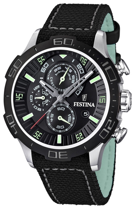 Festina F16566.4 - мужские наручные часы из коллекции Chronograph Festina F16566.4 - мужские наручные часы из коллекции ChronographFestina<br><br><br>Бренд: Festina<br>Модель: Festina F16566/4<br>Артикул: F16566.4<br>Вариант артикула: None<br>Коллекция: Chronograph<br>Подколлекция: None<br>Страна: Испания<br>Пол: мужские<br>Тип механизма: кварцевые<br>Механизм: None<br>Количество камней: None<br>Автоподзавод: None<br>Источник энергии: от батарейки<br>Срок службы элемента питания: None<br>Дисплей: стрелки<br>Цифры: отсутствуют<br>Водозащита: WR 100<br>Противоударные: None<br>Материал корпуса: нерж. сталь, PVD покрытие (частичное)<br>Материал браслета: текстиль + кожа<br>Материал безеля: None<br>Стекло: минеральное<br>Антибликовое покрытие: None<br>Цвет корпуса: None<br>Цвет браслета: None<br>Цвет циферблата: None<br>Цвет безеля: None<br>Размеры: 44x13.5 мм<br>Диаметр: None<br>Диаметр корпуса: None<br>Толщина: None<br>Ширина ремешка: None<br>Вес: 104 г<br>Спорт-функции: секундомер<br>Подсветка: стрелок<br>Вставка: None<br>Отображение даты: число<br>Хронограф: есть<br>Таймер: None<br>Термометр: None<br>Хронометр: None<br>GPS: None<br>Радиосинхронизация: None<br>Барометр: None<br>Скелетон: None<br>Дополнительная информация: None<br>Дополнительные функции: None