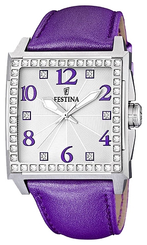 Festina F16571.5 - женские наручные часы из коллекции Fashion Festina F16571.5 - женские наручные часы из коллекции FashionFestina<br><br><br>Бренд: Festina<br>Модель: Festina F16571/5<br>Артикул: F16571.5<br>Вариант артикула: None<br>Коллекция: Fashion<br>Подколлекция: None<br>Страна: Испания<br>Пол: женские<br>Тип механизма: кварцевые<br>Механизм: None<br>Количество камней: None<br>Автоподзавод: None<br>Источник энергии: от батарейки<br>Срок службы элемента питания: None<br>Дисплей: стрелки<br>Цифры: арабские<br>Водозащита: WR 50<br>Противоударные: None<br>Материал корпуса: нерж. сталь<br>Материал браслета: кожа<br>Материал безеля: None<br>Стекло: минеральное<br>Антибликовое покрытие: None<br>Цвет корпуса: None<br>Цвет браслета: None<br>Цвет циферблата: None<br>Цвет безеля: None<br>Размеры: 40x11 мм<br>Диаметр: None<br>Диаметр корпуса: None<br>Толщина: None<br>Ширина ремешка: None<br>Вес: None<br>Спорт-функции: None<br>Подсветка: стрелок<br>Вставка: кристаллы Swarovski<br>Отображение даты: None<br>Хронограф: None<br>Таймер: None<br>Термометр: None<br>Хронометр: None<br>GPS: None<br>Радиосинхронизация: None<br>Барометр: None<br>Скелетон: None<br>Дополнительная информация: None<br>Дополнительные функции: None