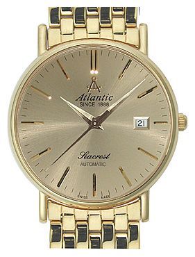 Atlantic 50746.45.31 - мужские наручные часы из коллекции Seacrest Atlantic 50746.45.31 - мужские наручные часы из коллекции SeacrestAtlantic<br><br><br>Бренд: Atlantic<br>Модель: Atlantic 50746.45.31<br>Артикул: 50746.45.31<br>Вариант артикула: None<br>Коллекция: Seacrest<br>Подколлекция: None<br>Страна: Швейцария<br>Пол: мужские<br>Тип механизма: механические<br>Механизм: ETA 2824-2<br>Количество камней: None<br>Автоподзавод: есть<br>Источник энергии: пружинный механизм<br>Срок службы элемента питания: None<br>Дисплей: стрелки<br>Цифры: отсутствуют<br>Водозащита: WR 30<br>Противоударные: None<br>Материал корпуса: нерж. сталь, покрытие: позолота<br>Материал браслета: не указан, покрытие: позолота<br>Материал безеля: None<br>Стекло: сапфировое<br>Антибликовое покрытие: None<br>Цвет корпуса: None<br>Цвет браслета: None<br>Цвет циферблата: None<br>Цвет безеля: None<br>Размеры: 38x38 мм<br>Диаметр: None<br>Диаметр корпуса: None<br>Толщина: None<br>Ширина ремешка: None<br>Вес: None<br>Спорт-функции: None<br>Подсветка: None<br>Вставка: None<br>Отображение даты: число<br>Хронограф: None<br>Таймер: None<br>Термометр: None<br>Хронометр: None<br>GPS: None<br>Радиосинхронизация: None<br>Барометр: None<br>Скелетон: None<br>Дополнительная информация: позолота 5 мкм<br>Дополнительные функции: None