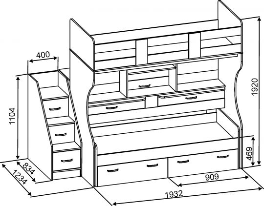двухъярусная кровать детская схема